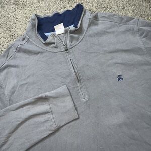 Brooks Brothers Men’s Gray Cotton Quarter Zip Pullover 2XL XXL